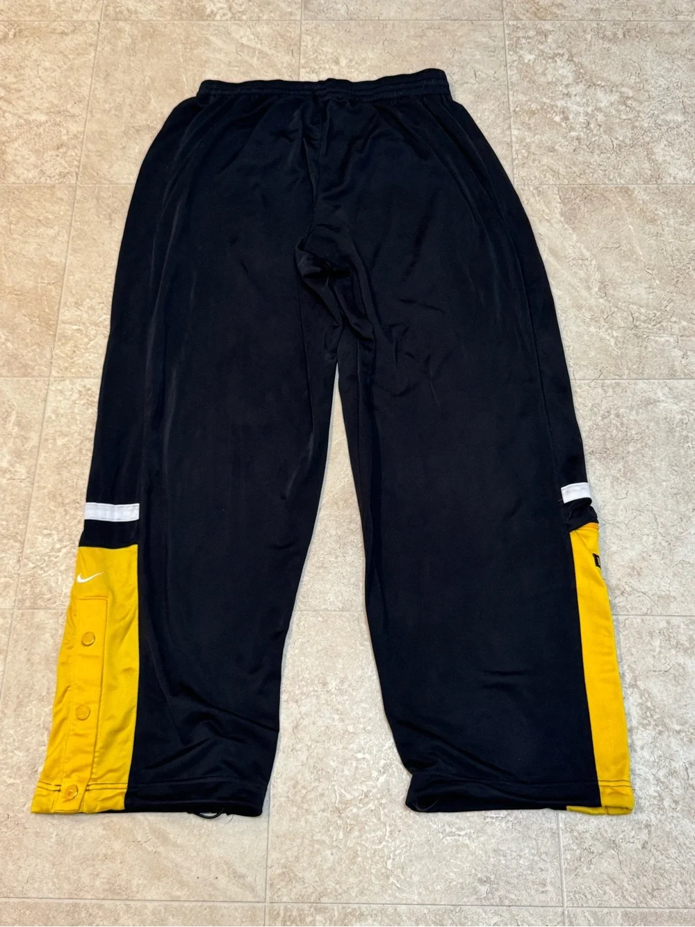 Nike Y2K Men’s Black Yellow Athletic Basketball Track Warm Up Pants Size Large